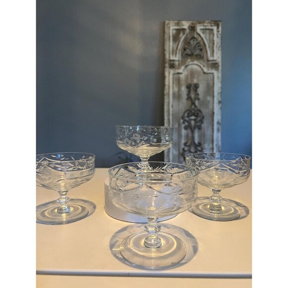 Set of 6 Vintage Crystal Coupe Glasses - Dessert Bowl | ChampagneTowwer - Picture 7 of 10